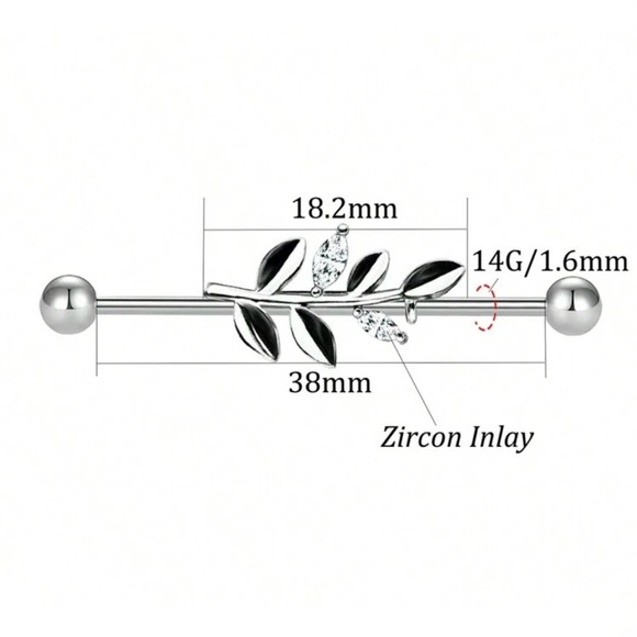 👂🏻14g Industrial/Cartilage Piercing-316 Surgical Stainless NWT - Picture 4 of 5